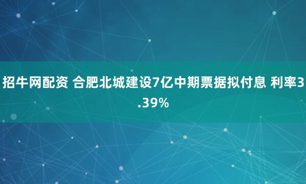 招牛网配资 合肥北城建设7亿中期票据拟付息 利率3.39%