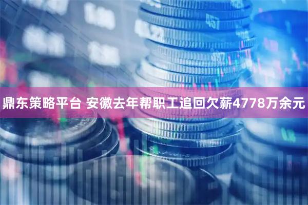 鼎东策略平台 安徽去年帮职工追回欠薪4778万余元